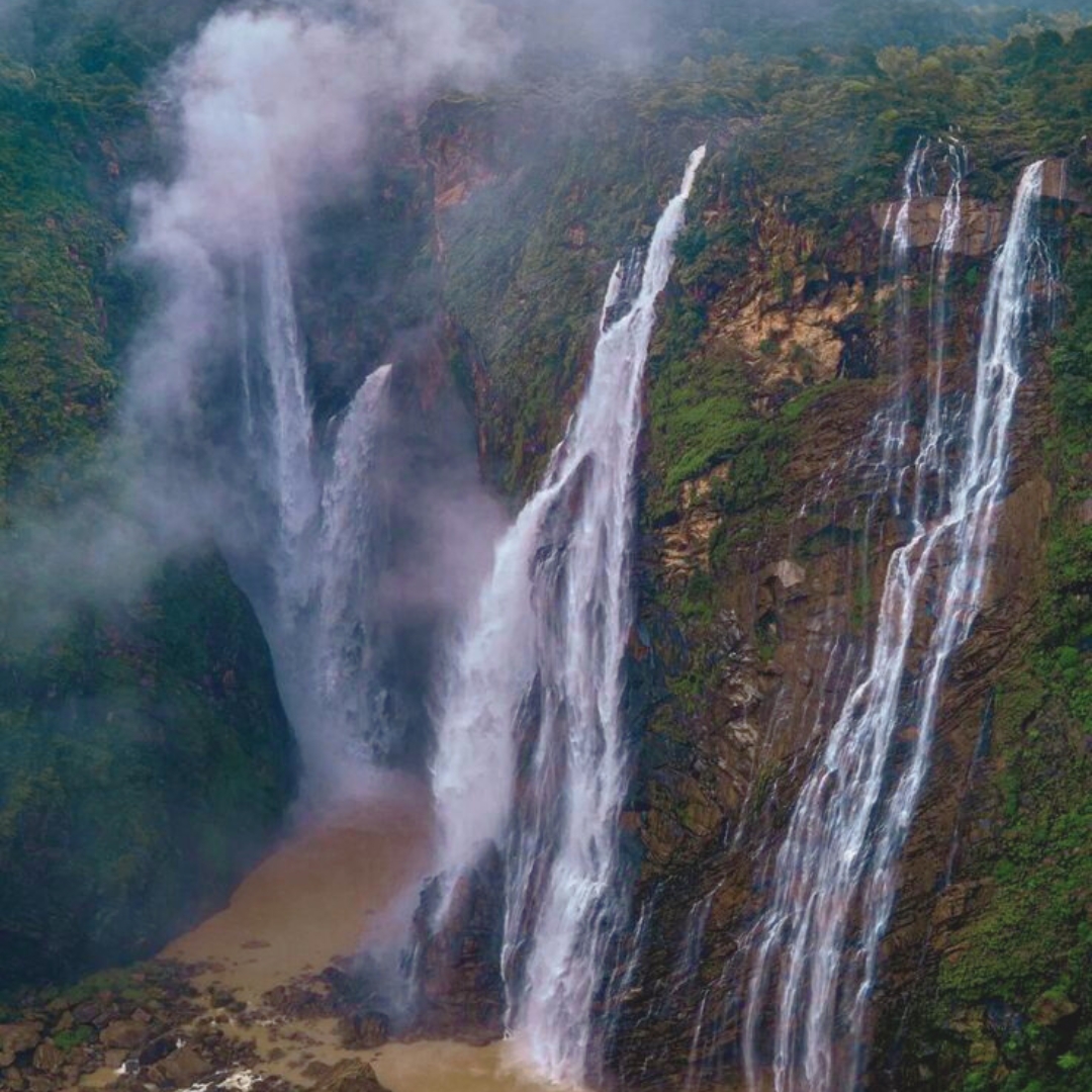 sevem sister in waterfall in north east india