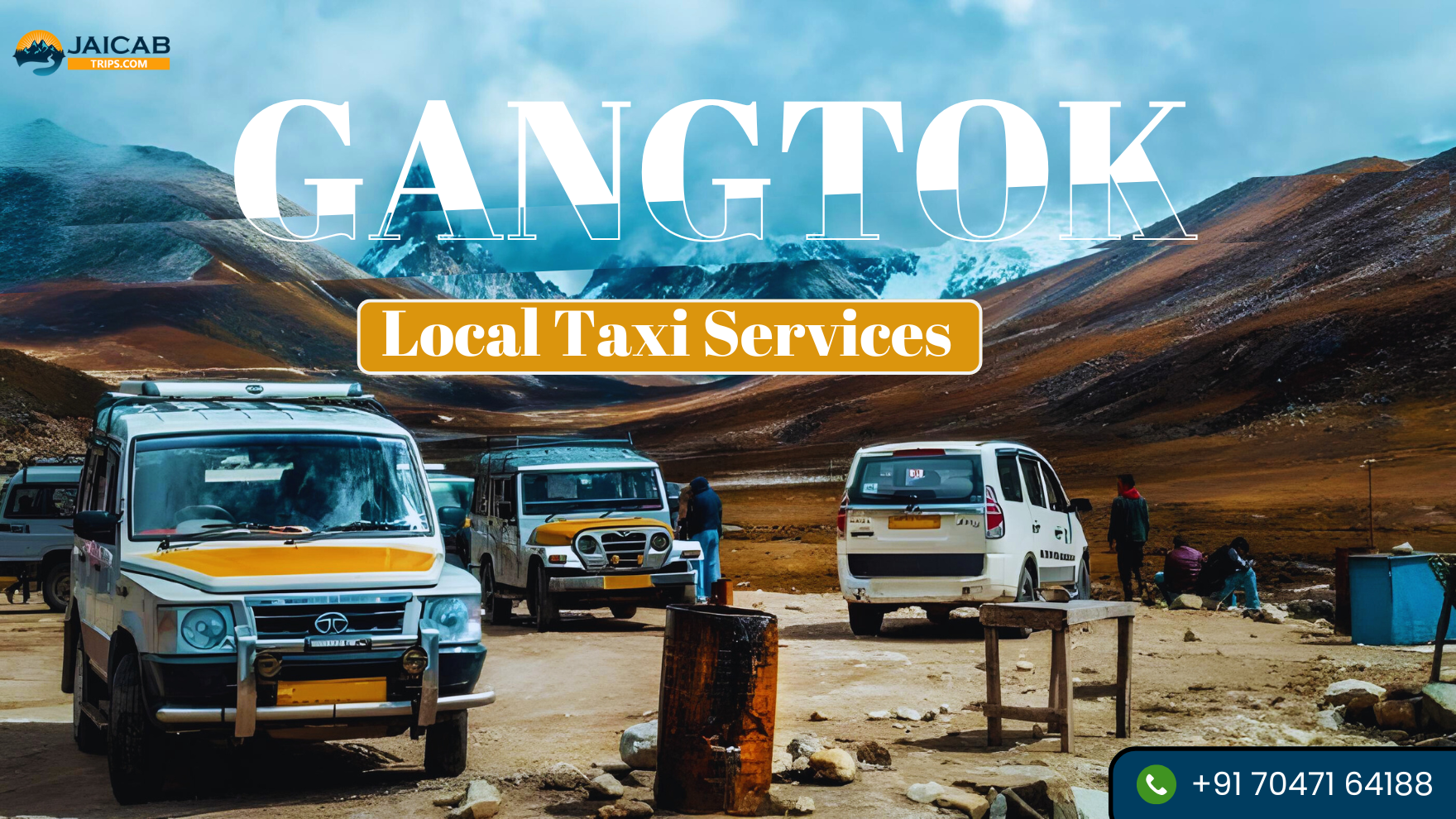 Multiple Taxis in middle of sikkim mountain, north east india